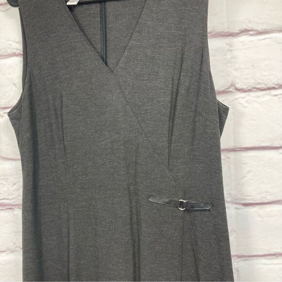 Talbots Dress SZ 12 Dark Gray Faux Wrap Rayon Maxi Fringe Lined Sleeveless Long - Picture 4 of 14